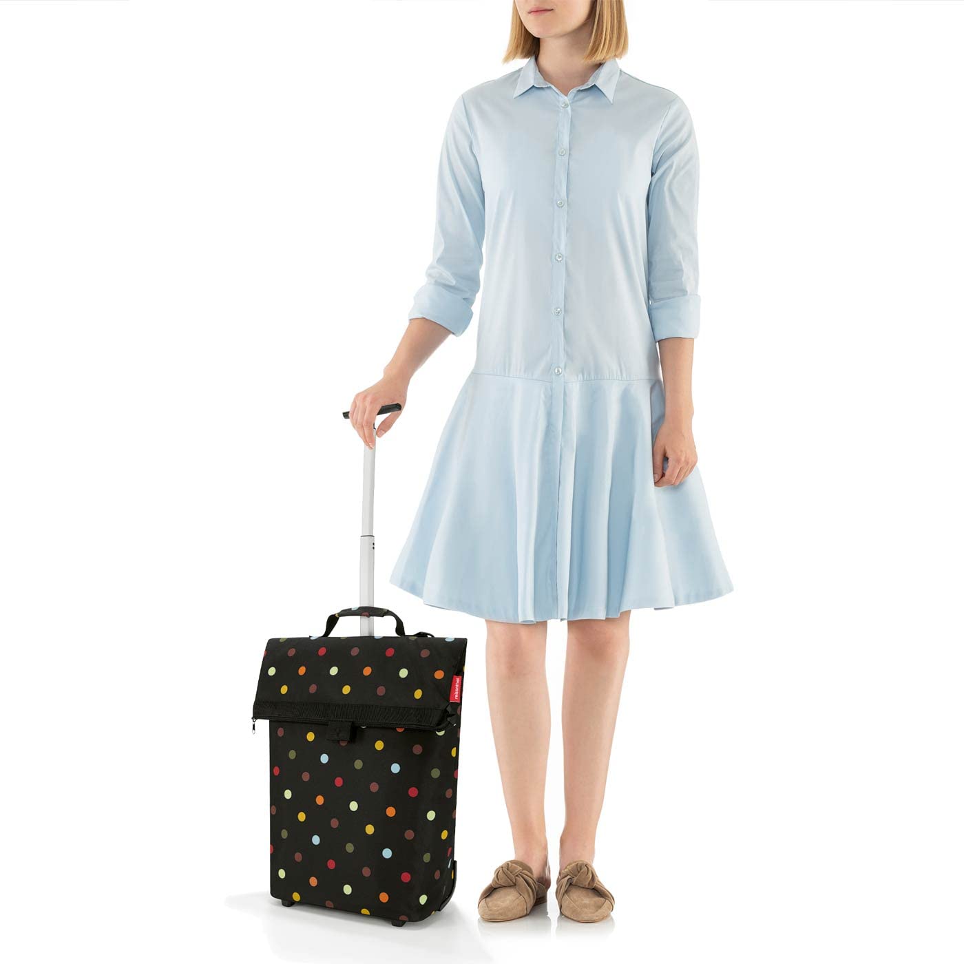 reisenthel-trolley-m-shopping-trolley-43-liter-in-dots-mit-silbernem-rahmen-roll image 5