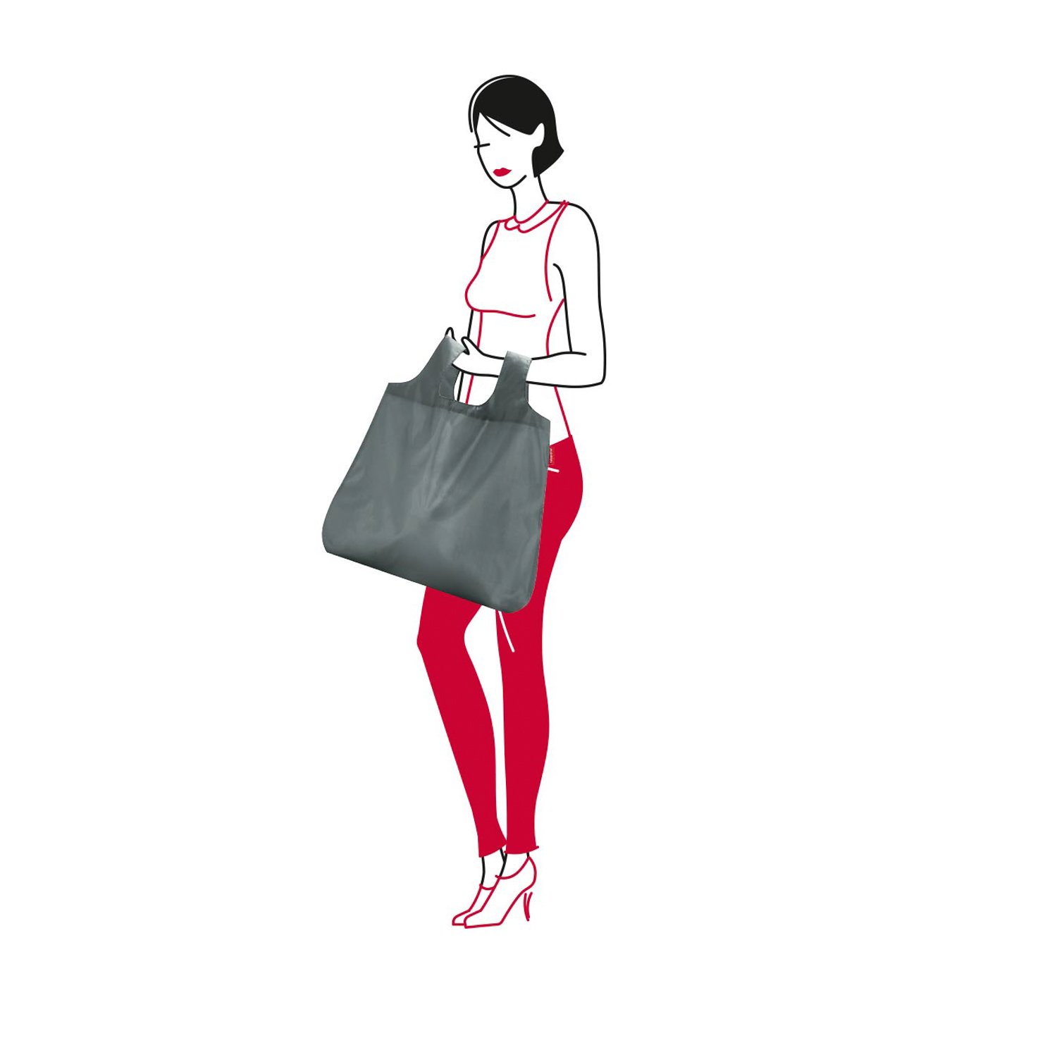 reisenthel-mini-maxi-shopper-pocket-einkaufstasche-grau-15-liter-faltbar-im-etui image 3